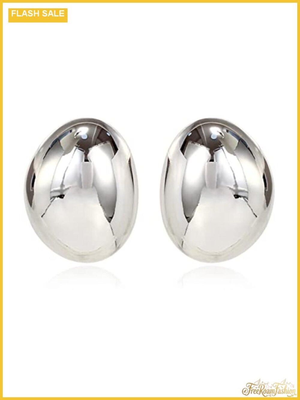 18K Gold Chunky Hoop Earrings Non-Tarnish Oval Statement Drops